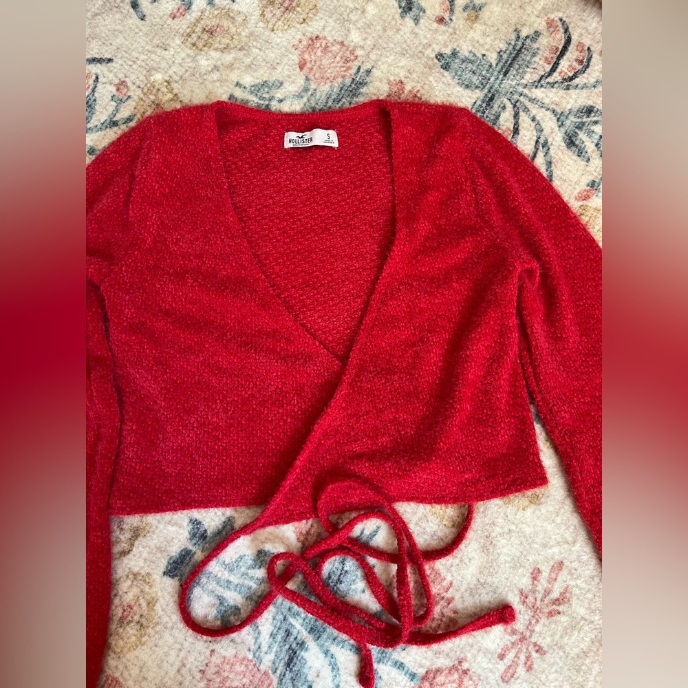 Hollister Red Wrap Sweater Top